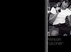Ashton Kutcher,biały, t-shirt, pasek