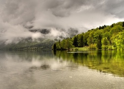 Jezioro, Chmury, Mgła