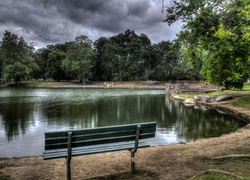 Ławka, Park, USA, HDR