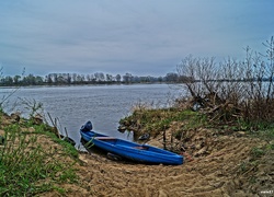 Rzeka, Wisła, Łódka, Roślinność