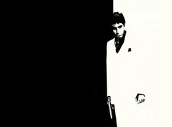 Al Pacino,jasny, strój, pistolet