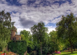 Zamek, Park, Niemcy, HDR