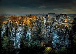 Niemcy, Park Narodowy Saskiej Szwajcarii, Formacja skalna Bastei, Most, Skały, Góry Połabskie, Skały