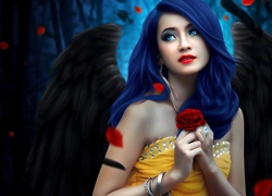 Kobieta, Anioł, Fantazja, Róża
