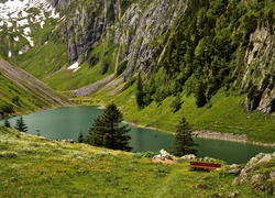 Góry, Jezioro, Ławka, Szwajcaria