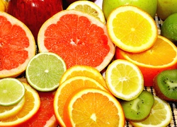 Owoce, Cytrynka, Pomarańcze, Grejfrut, Kiwi