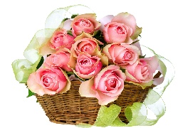 Kwiaty, Koszyk, Bukiet, Róże