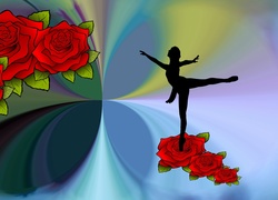 Czerwone, Róże, Baletnica, Grafika 2D