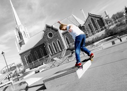 Mężczyzna, Skateboarder, Deskorolka, Ulica, Kościół