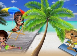 Grafika, Plaża, Laleczki, Palma