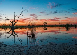 Bagno, Niebo, Zachód, Słońca