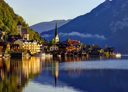 Hallstatt, Jezioro, Statki, Masyw, Górski, Alpy, Austria