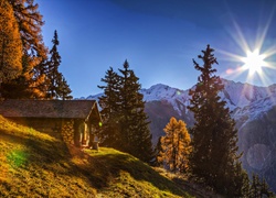 Alpy, Dom, Promienie, Słońca, Szwajcaria