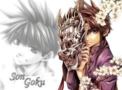 Saiyuki, son goku, kwiaty, maska Maska