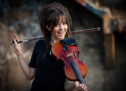 Kobieta, Uśmiechnięta, Skrzypce, Lindsey, Stirling