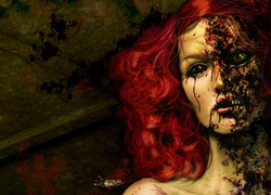 Kobieta, twarz, Krew, Czerwone, Włosy