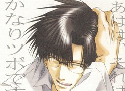 Saiyuki, okulary, napisy