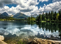 Tatry Wysokie, Słowacja, Jezioro, Lasy, Odbicie