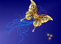 Motyl, Ornament, Gwiazdy, Grafika 2D