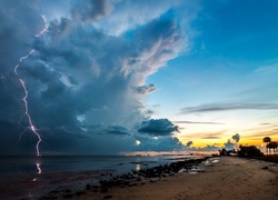 Morze, Niebo, Pioruny, Plaża