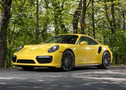 Żółte, Porsche 911, Turbo, Coupe