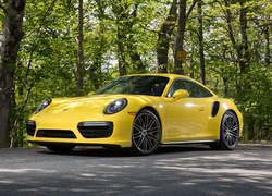 Żółte, Porsche 911, Turbo, Coupe