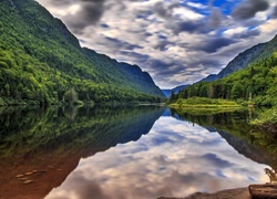 Jezioro, Drzewa, Góry, Odbicie