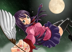 Dziewczyna, Pióro, Księżyc, Noc, Manga, Anime