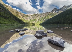 Góry, Jezioro, Niebo, Skały, Kamienie