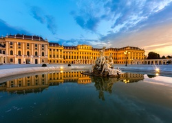 Pałac Schönbrunn, Statua, Zachód, Słońca, Wiedeń, Austria