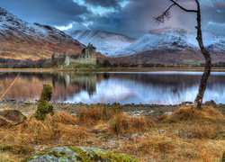 Szkocja, Zamek, Jezioro, Góry