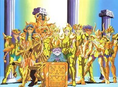 Saint Seiya, gold, ludzie, kolumny