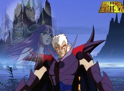 Saint Seiya, napis, ludzie, jezioro