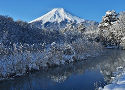 Zima, Góra, Fuji, Rzeka, Japonia
