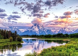 Stany Zjednoczone, Stan Wyoming, Park Narodowy Grand Teton, Rzeka Snake River, Góry
