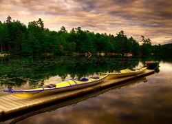 Jezioro, Łódki, Pomost, HDR