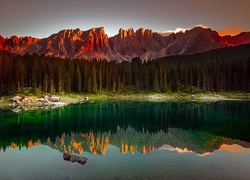 Karersee, Tyrol Południowy, Włochy, Jezioro, Góry