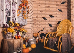 Halloween, Dekoracje, Dynie, Fotel, Bujany