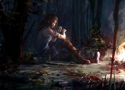 Lara Croft, Ranna, Las, Ognisko, Tomb Raider