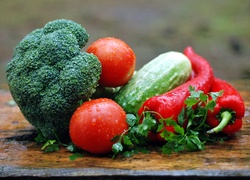 Warzywa, Pomidory, Papryka, Ogórki, Kalafior
