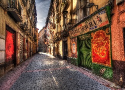 Hiszpania, Zaragoza, HDR, Dom, Uliczka