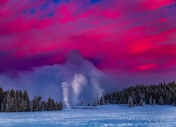 Stany Zjednoczone, Park Narodowy Yellowstone,  Gejzery, Zima