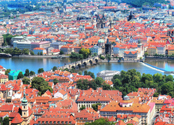 Praga, Czechy, Most, Karola, Europa, Dom, Rzeka, Wełtawa