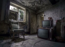 Zaniedbany, Pokój, Telewizor, Fotel