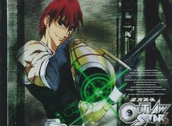 Outlaw Star, facet, broń, napisy