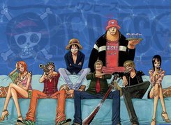 One Piece, ludzie, kanapa, broń