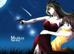 Madlax, kobieta, pistolet, księżyc