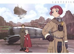 Last Exile, skały, ludzie, pojazd