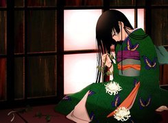 Jigoku Shoujo, kimono, kwiaty, kobieta