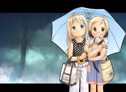 Ichigo Mashimaro, kobiety, deszcz, Parasolka